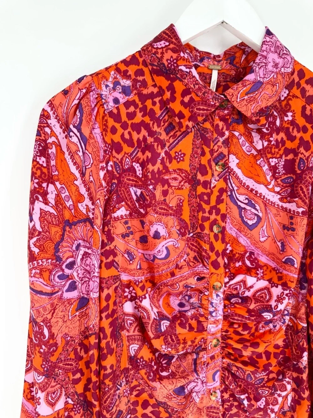 Free People Bianca Printed Blouse Top